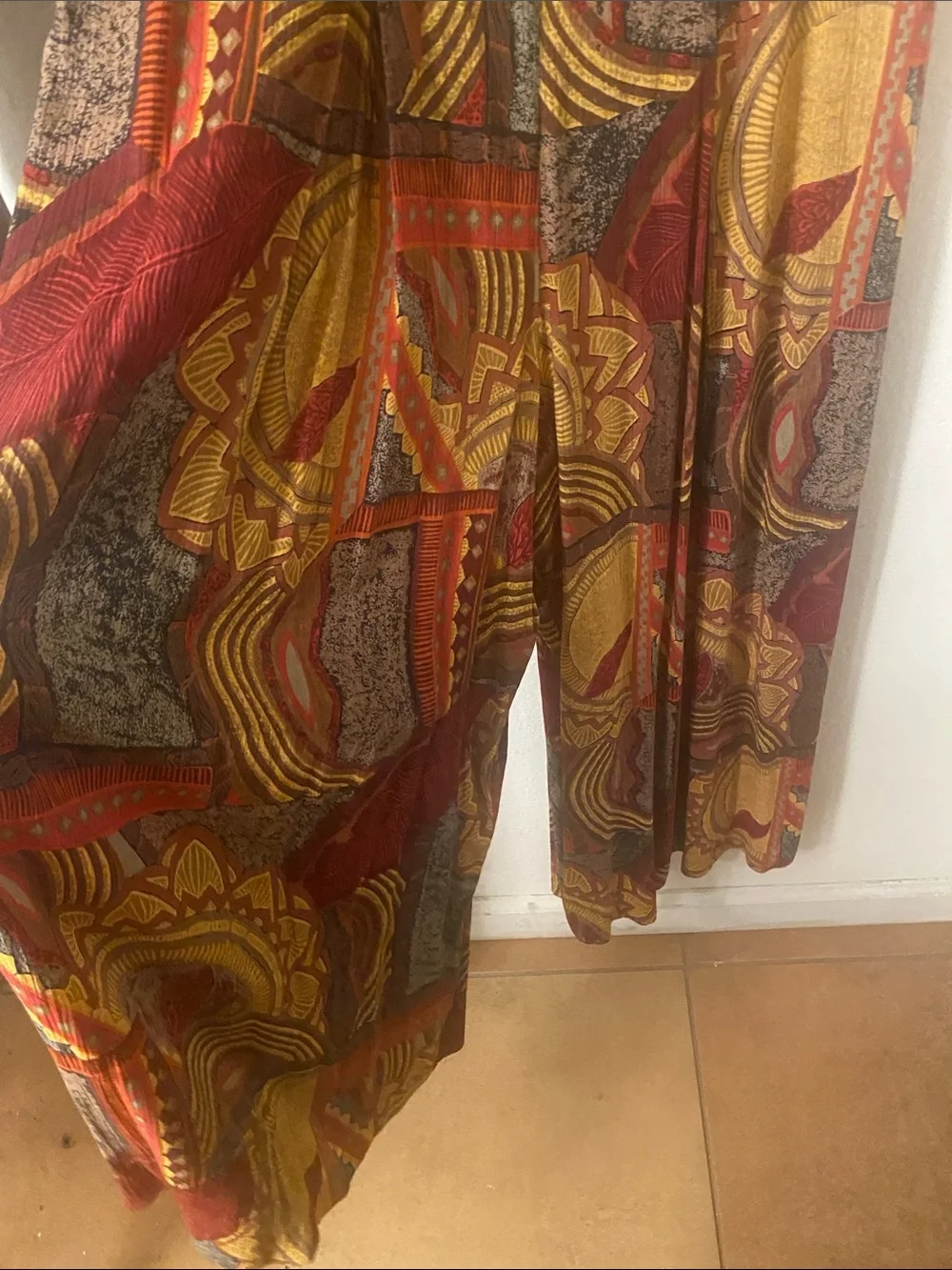 Abstract Print Short-Sleeve Maxi  jumpsuit in Rust Multi - Picture 2 of 8